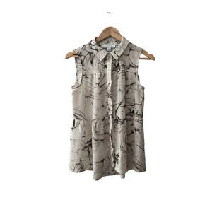 Women's Madison Gray Button Down Shirt , Size S,‎ Beige & Black